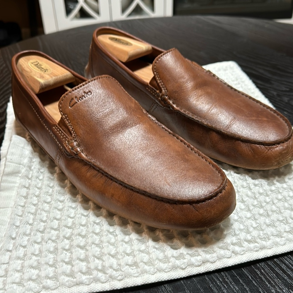 Clarks Markman Plain in Dark Tan Leather - Size 13